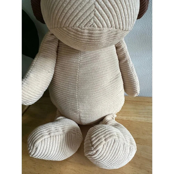 Brown Ribbed Dog Plush Stuffed Animal With Heat Pouch - Picture 3 of 8